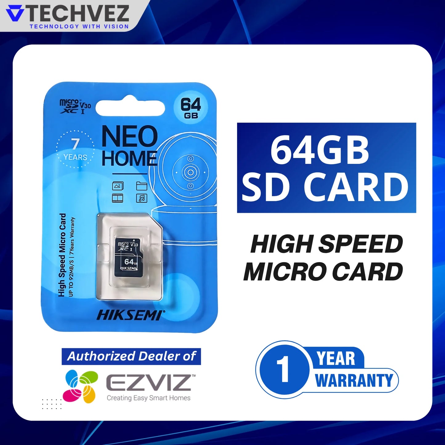 HIKSEMI 64GB High Speed SD Card 92 MB/S