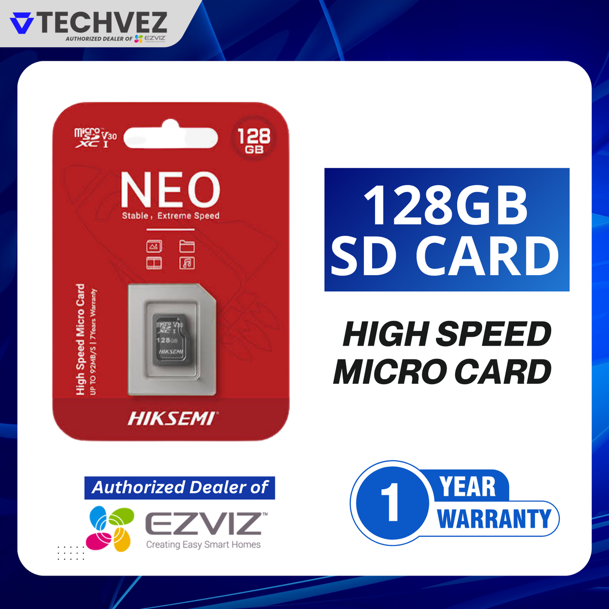 HIKSEMI 128GB Micro Card 92MB/s High Speed Storage