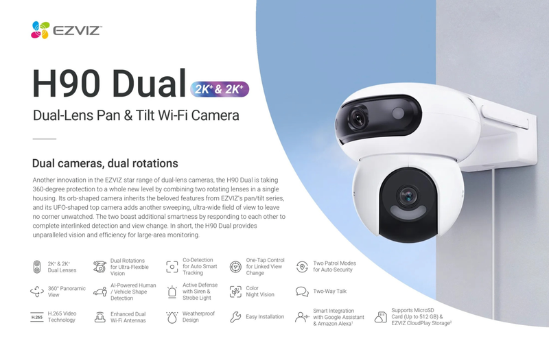 EZVIZ H90 Dual 2K⁺ Smart Outdoor WiFi Camera by Hikvision