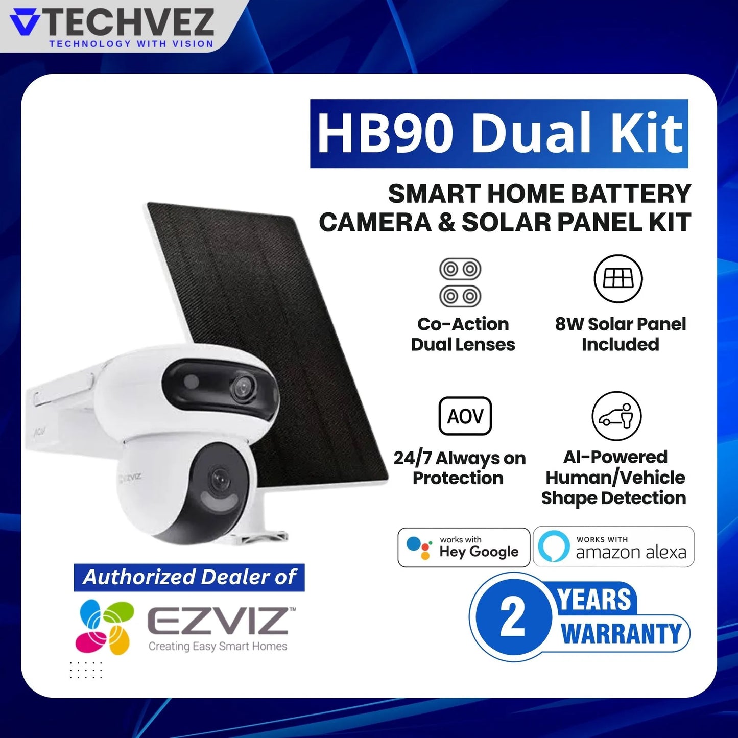 EZVIZ HB90 Dual Kit 2K⁺ Dual Lens Solar Camera