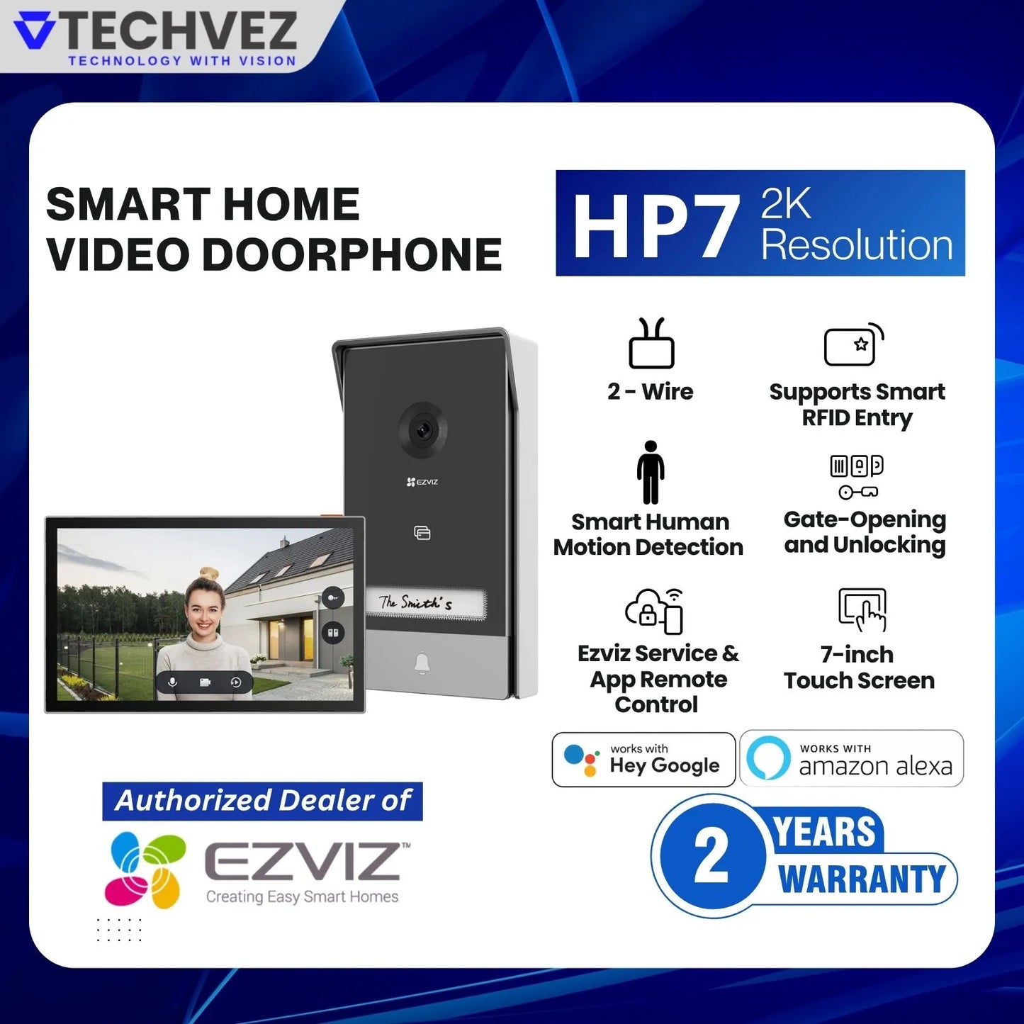 EZVIZ HP7 2K+ Smart Video Doorphone | Touch Screen Intercom