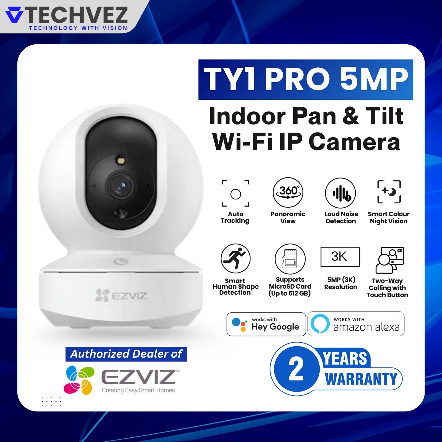 EZVIZ TY1 Pro 5MP 3K Indoor WiFi Camera Pan Tilt