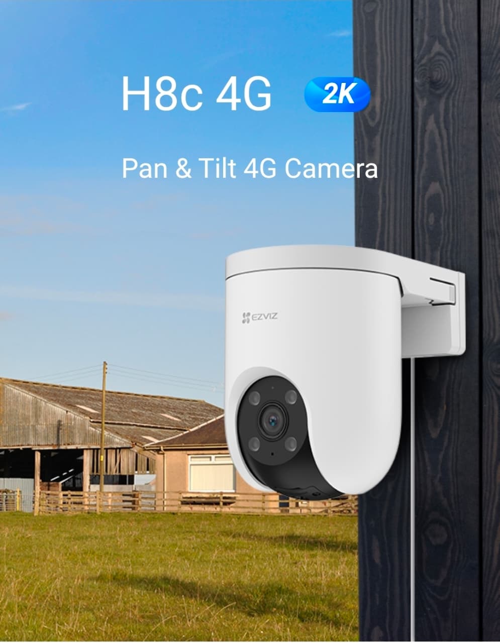 EZVIZ H8C 4G 2K 3MP Outdoor Pan Tilt Camera | Smart Security